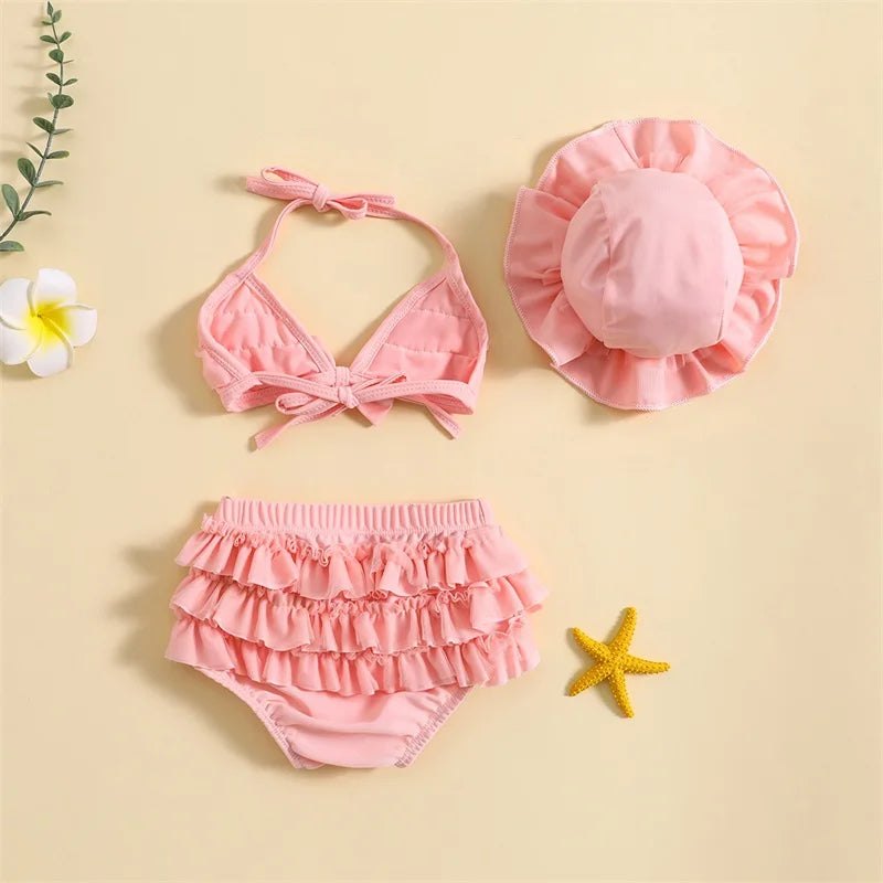 Style Estival : Maillot de Bain Bébé Fille avec Chapeau Assorti