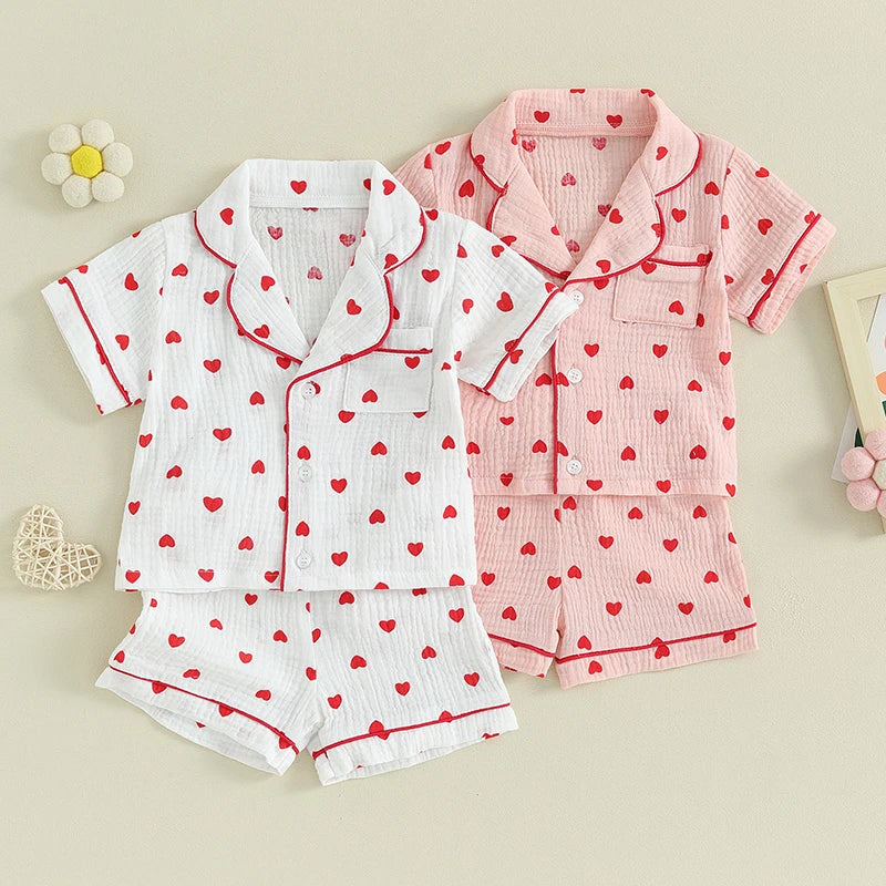 Ensembles Pyjamas Filles 0-4ans: Nuits Câlines Sous les Cœurs