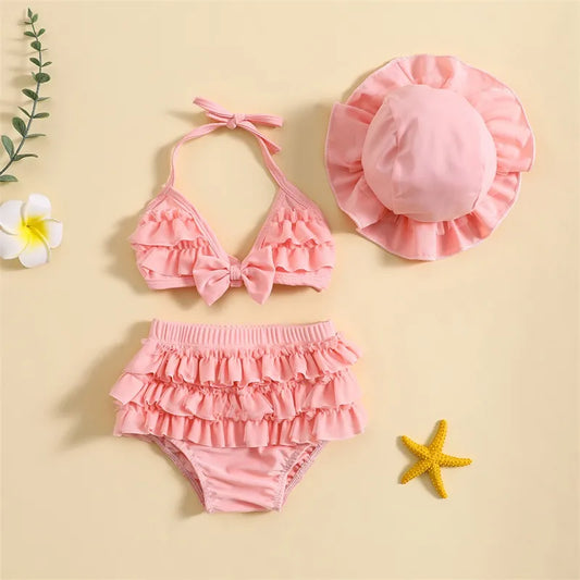 Style Estival : Maillot de Bain Bébé Fille avec Chapeau Assorti