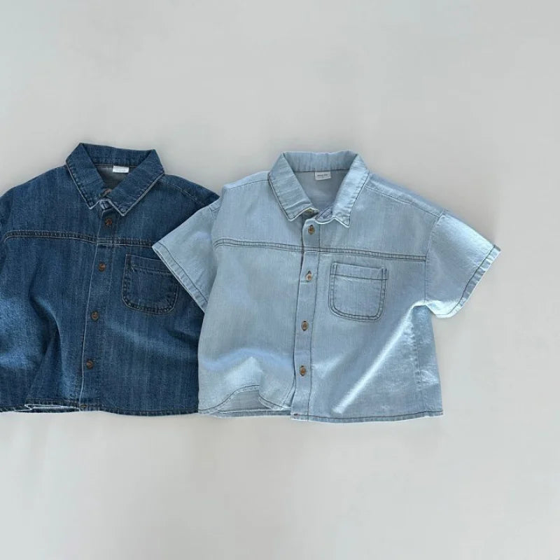 Style Coréen: Ensemble Chemise et Short en Jean pour Bébés