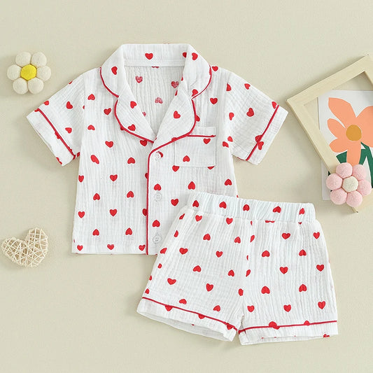 Ensembles Pyjamas Filles 0-4ans: Nuits Câlines Sous les Cœurs