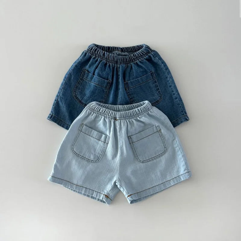 Style Coréen: Ensemble Chemise et Short en Jean pour Bébés