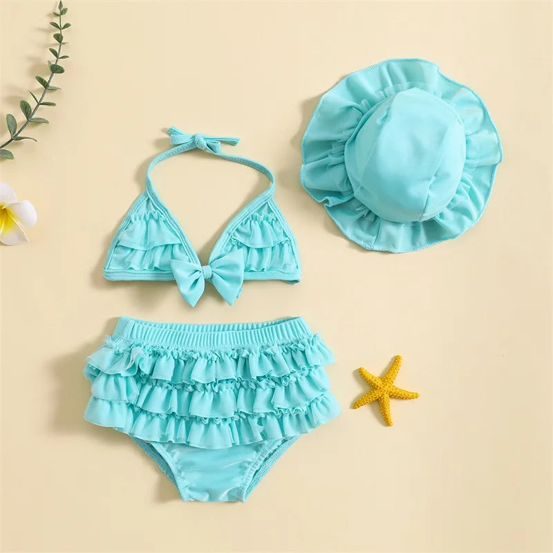 Style Estival : Maillot de Bain Bébé Fille avec Chapeau Assorti