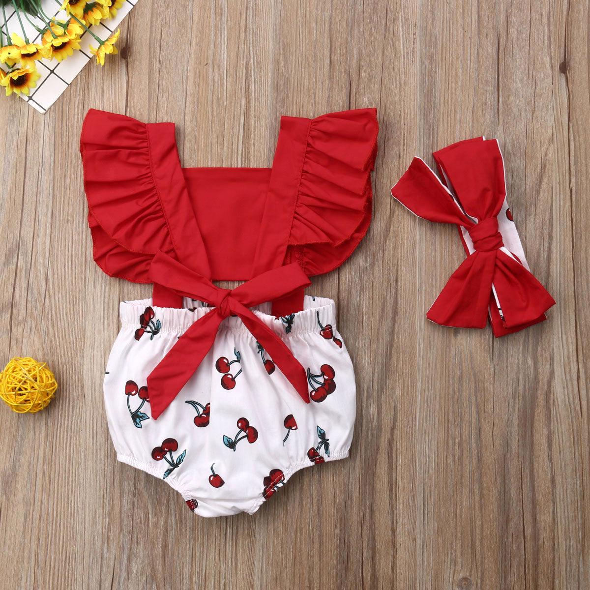 Cerises Mignonnes : Ensemble Bodies + Bandeau pour Bébés filles