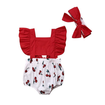 Cerises Mignonnes : Ensemble Bodies + Bandeau pour Bébés filles