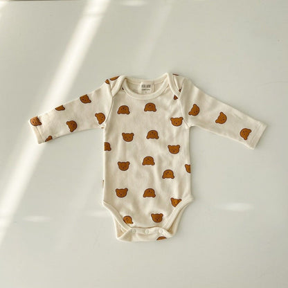 Douce Nuit : Ensemble Pyjama en Coton avec Bodies Manches Longues et Pantalon  aux Motifs Ourson